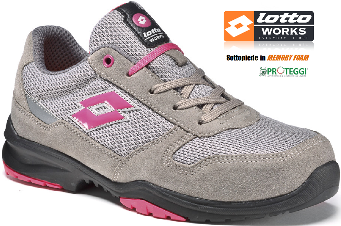 Scarpe antinfortunistiche Lotto Works FLEX EVO 500 S1P Grigio Rosa - Memory Foam Scarpe antinfortunistiche Lotto Works FLEX EVO 500 S1P Grigio Rosa - Memory Foam